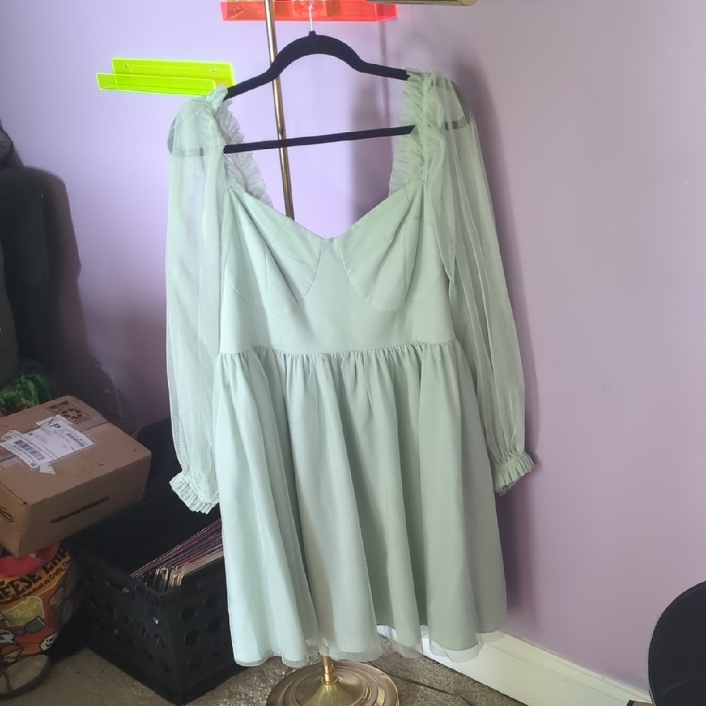 Eloquii Light Green Long Sleeve Dress